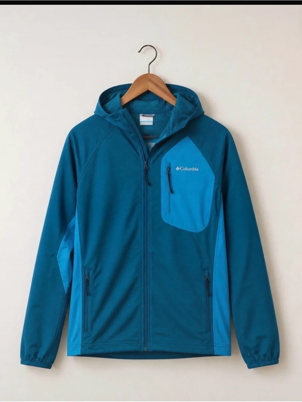 Columbia Teal Blue Women's Jacket Full Zip Hooded Sweatshirt Size Medium